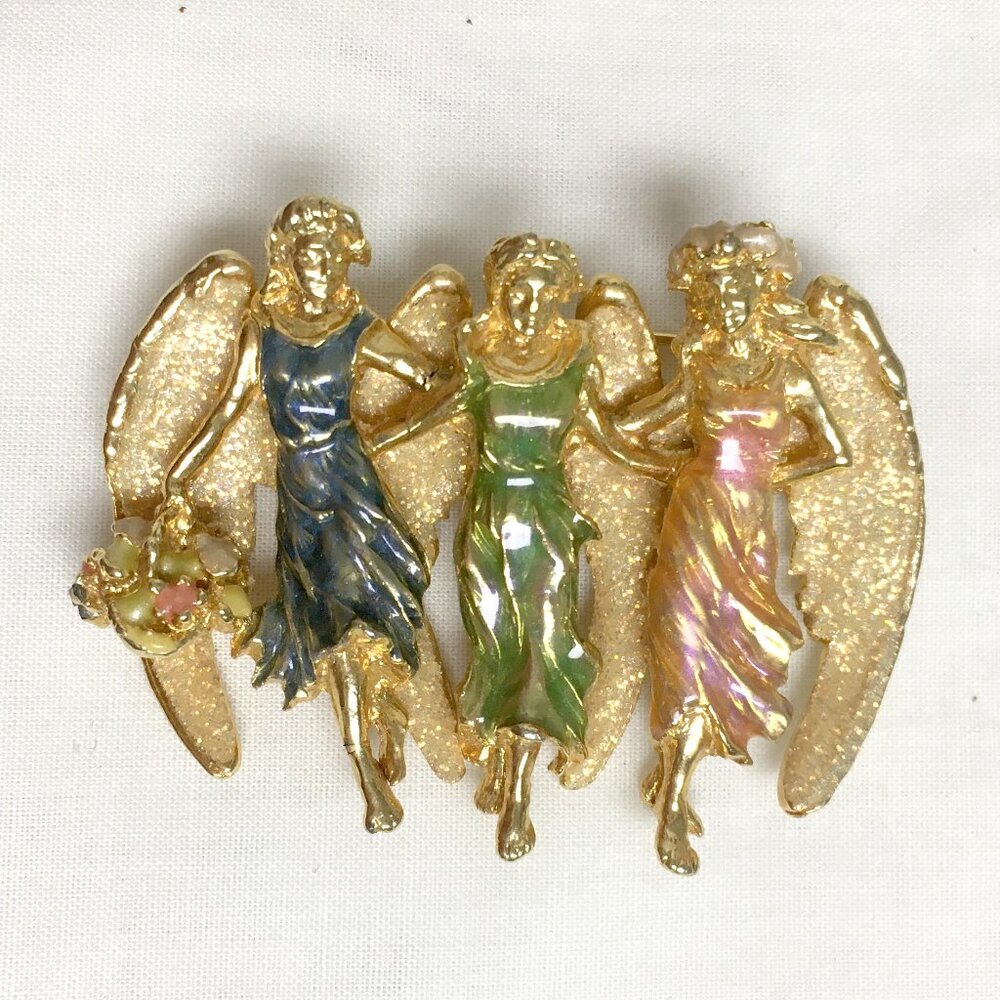 Kirks Folly "Three Angel Sisters" Brooch Pin